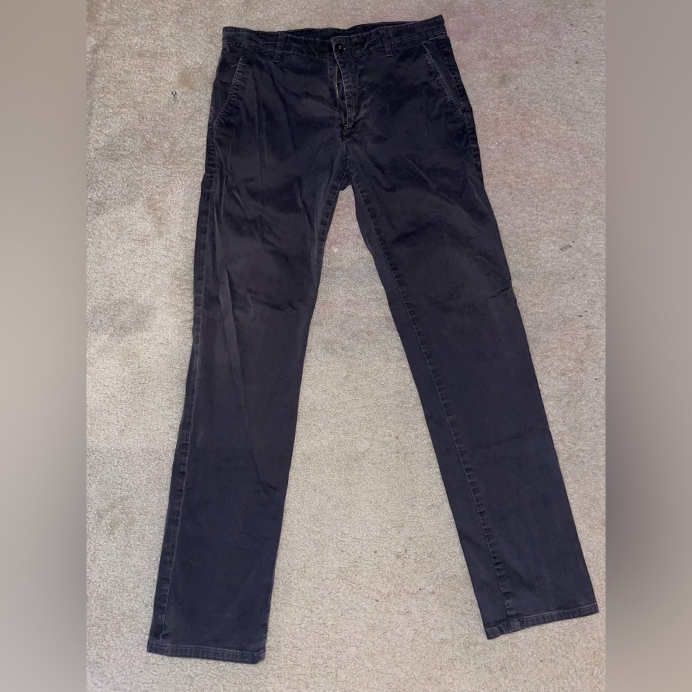AG Adriano Goldschmied Lux Khaki Sateen pants mens 32x34 black stretch 96 cotton